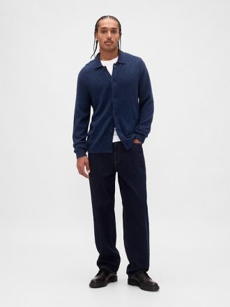 Maglione cardigan in misto lana merino