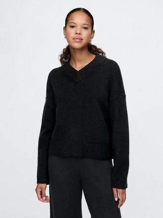 Maglione CashSoft corto con scollo a V alto