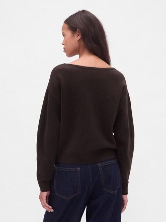 Maglione corto elasticizzato con maniche a lanterna CashSoft