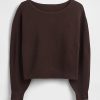Maglione corto elasticizzato con maniche a lanterna CashSoft