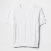 Maglione corto in maglia a trecce 100% cotone