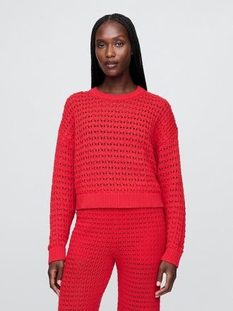 Maglione girocollo all’uncinetto in 100% cotone