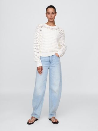 Maglione girocollo all’uncinetto in 100% cotone