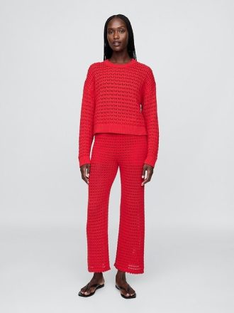 Maglione girocollo all’uncinetto in 100% cotone
