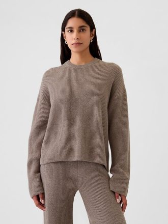 Maglione girocollo CashSoft Shaker-Stitch