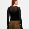 Maglione Henley a coste trasparenti Maglione Henley a coste trasparenti