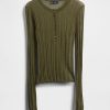 Maglione Henley a coste trasparenti
