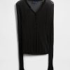 Maglione Henley a coste trasparenti Maglione Henley a coste trasparenti