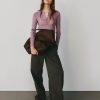 Maglione Henley a coste trasparenti Maglione Henley a coste trasparenti