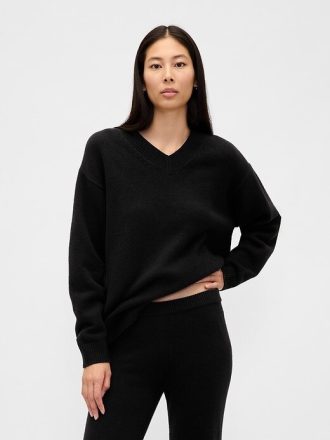 Maglione oversize con scollo a V CashSoft