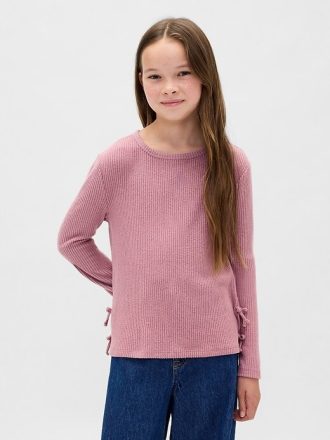 Maglione per bambini in maglia a coste Softspun con lacci laterali