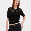 Maglione polo corto trasparente Maglione polo corto trasparente