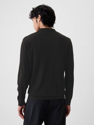 Maglione polo in lana merino