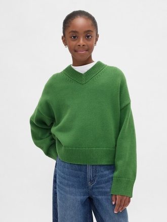 Maglione squadrato con scollo a V per bambini