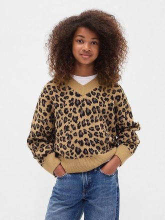 Maglione squadrato con scollo a V per bambini