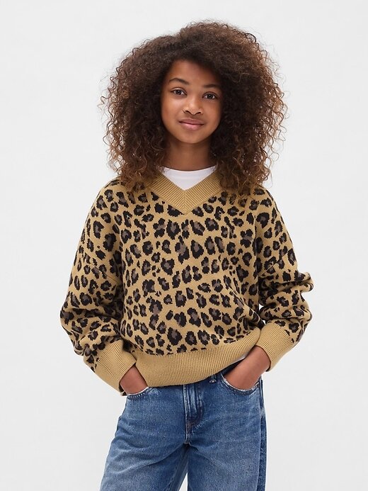 Maglione squadrato con scollo a V per bambini Maglione squadrato con scollo a V per bambini