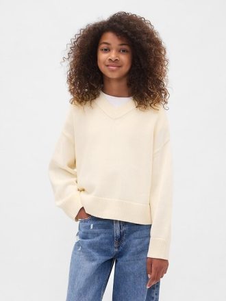 Maglione squadrato con scollo a V per bambini