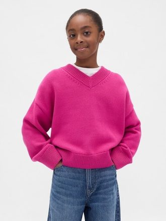 Maglione squadrato con scollo a V per bambini
