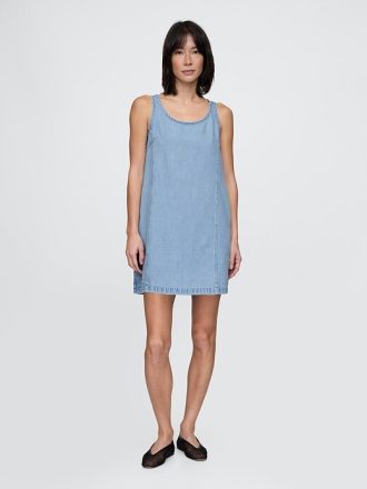 Mini abito a trapezio in denim ultra morbido