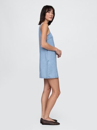 Mini abito a trapezio in denim ultra morbido