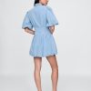 Mini abito-camicia in denim a bolle