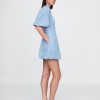 Mini abito-camicia in denim a bolle
