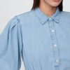 Mini abito-camicia in denim a bolle