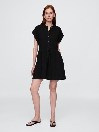 Mini abito-camicia in garza di cotone
