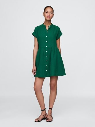 Mini abito-camicia in garza di cotone