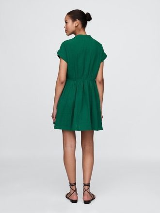 Mini abito-camicia in garza di cotone