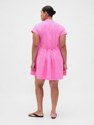 Mini abito-camicia in garza di cotone