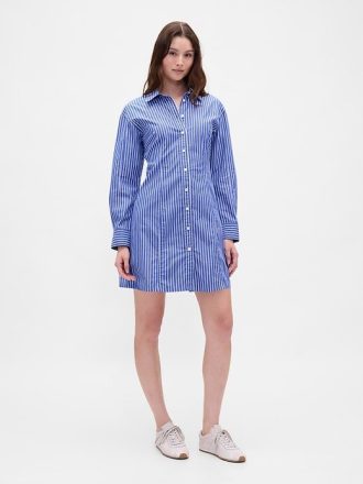 Mini abito-camicia in popeline di cotone biologico