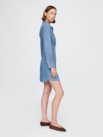 Mini abito chemisier in denim western