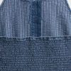 Mini abito con pieghe in denim e collo all’americana