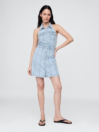 Mini abito con scollo all’americana in denim Icon