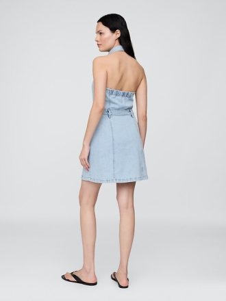 Mini abito con scollo all’americana in denim Icon