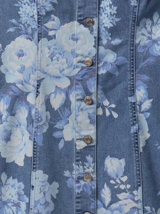 Mini abito floreale in denim