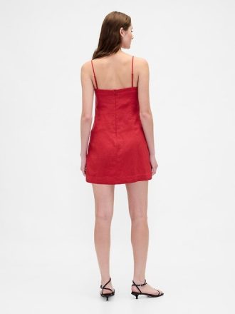 Mini abito gonna-pantalone in misto lino