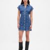 Mini abito in denim con cuciture Mini abito in denim con cuciture