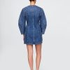 Mini abito in denim con maniche a botte Mini abito in denim con maniche a botte