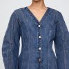 Mini abito in denim con maniche a botte Mini abito in denim con maniche a botte