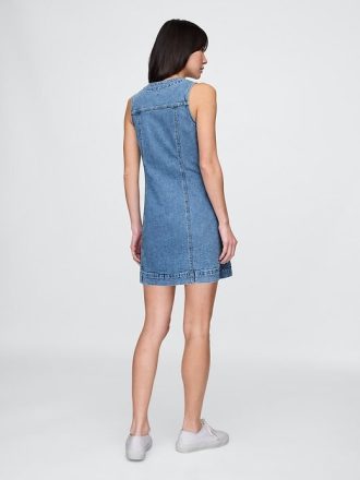 Mini abito in denim con scollo a V