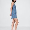 Mini abito in denim con scollo a V