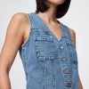 Mini abito in denim con scollo a V