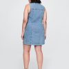 Mini abito in denim con scollo a V