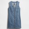 Mini abito in denim con scollo a V