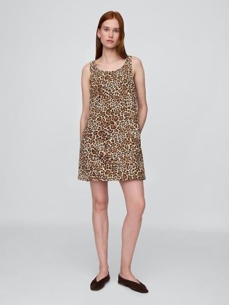 Mini abito in denim leopardato ultra morbido