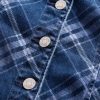 Mini abito in denim scozzese con scollo a V Mini abito in denim scozzese con scollo a V