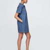 Mini abito popover a righe in denim ultrasoft