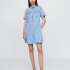 Mini abito popover floreale in denim ultra morbido Mini abito popover floreale in denim ultra morbido